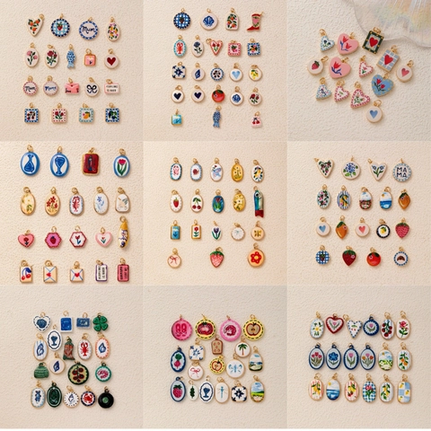 Pendentif En Émail De Cuivre Plaqué Or Fruits Animaux Pour La Fabrication De Bijoux DIY Accessoires De Charme De Collier