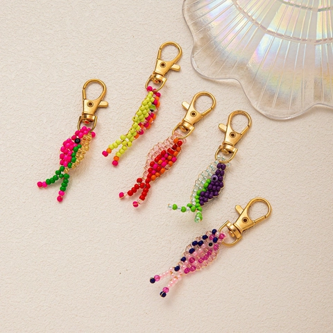 Handmade Beaded Fish Pendant Copper Dopamine Colorful Small Fish Charm For Bag Keychain Jewelry Women Men Accessories