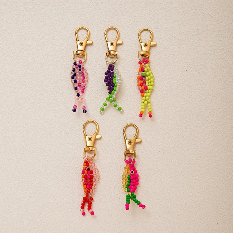 Handmade Beaded Fish Pendant Copper Dopamine Colorful Small Fish Charm For Bag Keychain Jewelry Women Men Accessories