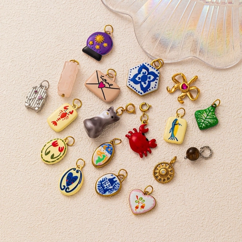 DIY Fabrication de Bijoux Pendentifs en Cuivre Style Émail Animaux Fleurs Coeur Étoile Formes Pour Collier Bracelet Accessoires