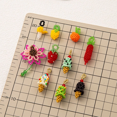 Handgefertigt Gewebte Glasperlen Frucht Eiscreme Blume Anhänger Für DIY Schmuckherstellung Süße Cartoon Essen Charms