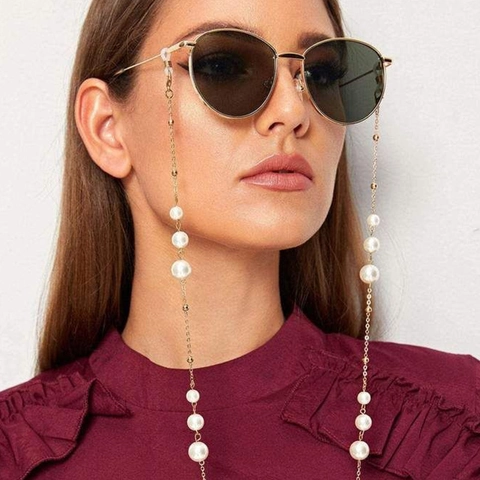 Fashion Simple Zinc Alloy Artificial Pearl Glasses Chain Elegant Anti-lost Neck Strap Sunglasses Cord For Women Jewelry