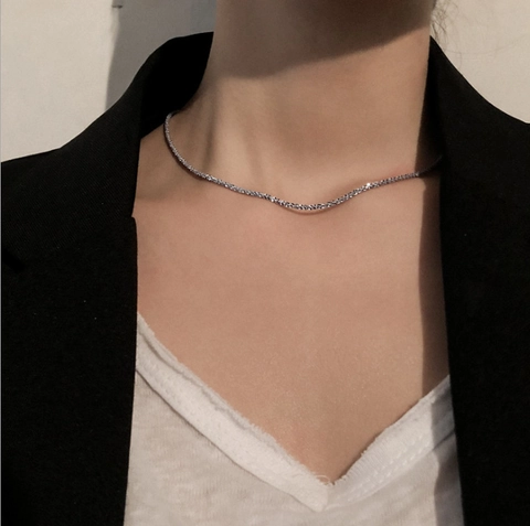 Minimalist Alloy Starry Sky Choker Necklace For Women Shimmering Thin Chain Rhinestone Collar Neckband Jewelry Daily Party Wear