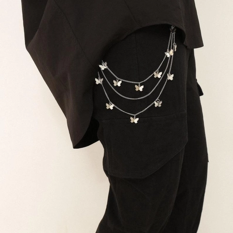 Catena da Vita a Farfalla Multistrato in Lega di Zinco da Donna Catena per Pantaloni in Metallo Gioielli per il Corpo