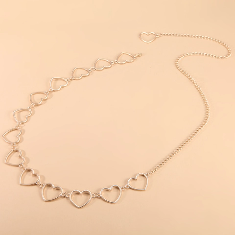 Catena da Vita Donna Minimalista Cuore Traforato Cintura a Catena in Lega di Zinco a Strati per Vestiti Jeans Streetwear