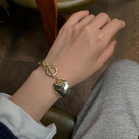 Vintage Harthanger Knevelsluiting Halsketting Armband Legering Goud Zilver Verguld Dikke Ketting Mode Sieraden Dames