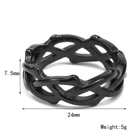 Minimalist Titanium Steel Irregular Cross Ring For Women Men Thorn Weave Hollow Out Statement Band Fashion Jewelry Accessory