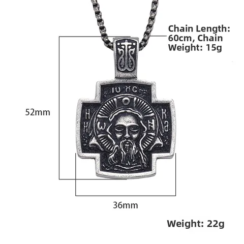 Vintage Roestvrij Staal Jezus Redder Kruis Hanger Ketting Voor Mannen Religieuze Orthodoxe Christelijke Hip Hop Sieraden