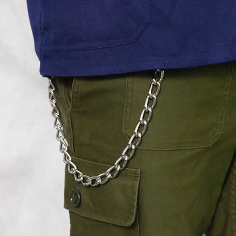 Mode Zinklegierung Hosenkette Für Damen Herren Hip Hop Stil Silber Taille Gürtelkette Für Cargo-Hosen Geldbörsenkette Dekor