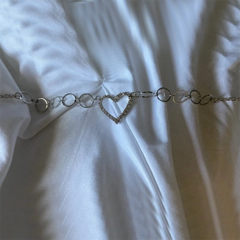 Trendy Rhinestone Heart Shaped Waist Chain Sexy Hollow Geometric Circle Zinc Alloy Body Chain Belt For Women Fashion Accessories
