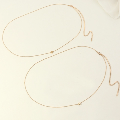 Catena da Vita a Doppio Strato in Lega con Cuore e Stella per Donna Semplice Catena da Corpo Estiva in Oro Regalo Gioielli