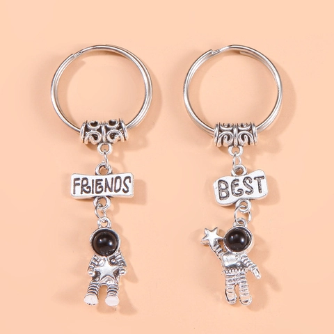 Portachiavi Astronauta Migliori Amici in Lega di Zinco Pendente Stella Viaggiatore Spaziale Ciondolo Borsa per Coppie Regalo di Amicizia