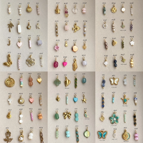 Ciondolo Fai-da-te in Acciaio Inossidabile per Collana Braccialetto Produzione Gioielli Placcato Oro 18K Cuore Conchiglia Fiore Animale Strass Perla Artificiale