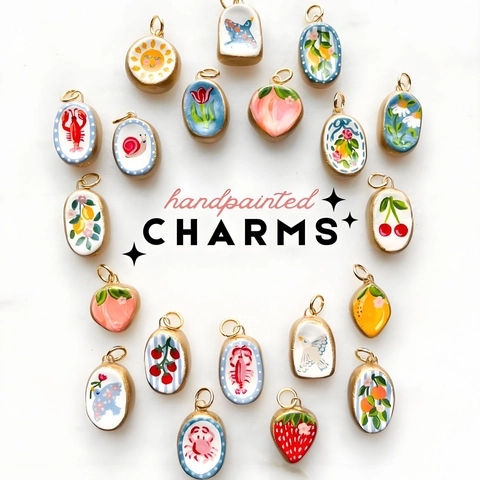 Pendente in Rame Placcato Oro Vintage Smalto Dipinto a Mano Ciondolo Frutta Animale per Creazione Gioielli DIY Collana Donna