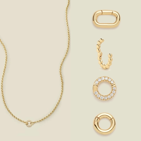 18K Gold Plated Copper Necklace Bracelet For Women Vintage Paperclip Rolo Chain Round Oval Rice Shape Clasp Zircon Heart Jewelry