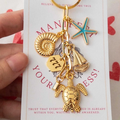 Roestvrijstalen Zomerstrand Zeester Zeeschildpad Hanger Halsketting 18K Verguld Zirkonia Oceaan Sieraden Voor Vrouwen