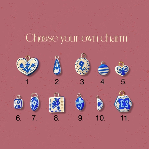 Vintage Blue And White Porcelain Style Ceramic Pendant Necklace Gold Plated Stainless Steel Chain Floral Heart Charm Jewelry For Women