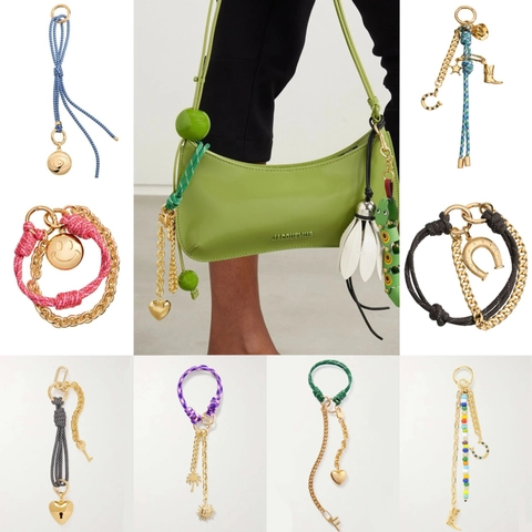Vintage Alloy Heart Key Bag Charm Woven Rope Beaded Boot Keychain For Women Elegant Small Niche Bag Pendant Decor Gift