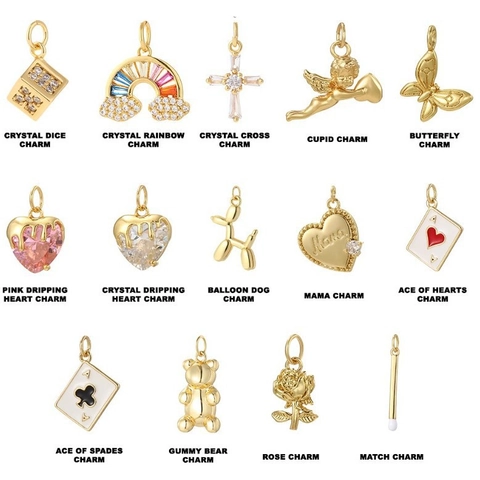 18K Gold Plated Stainless Steel Pendant Necklace With Heart Angel Poker Card Cupid Bear Pendant For Women Jewelry