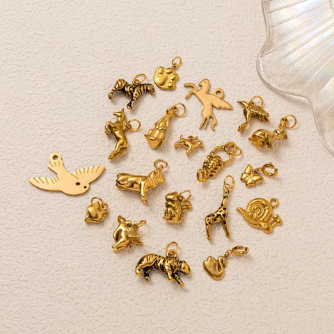 Minimalist Stainless Steel Animal Pendant Necklace For Women Men Gold Steel Color Dog Swan Horse Butterfly Eagle Jewelry