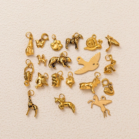 Minimalist Stainless Steel Animal Pendant Necklace For Women Men Gold Steel Color Dog Swan Horse Butterfly Eagle Jewelry