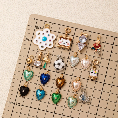 Vintage Koperen Emaille Hart Hanger Halsketting Schattige Vis Kat Paddestoel Charm Goud Zilver Strass Mode Sieraden Vrouwen