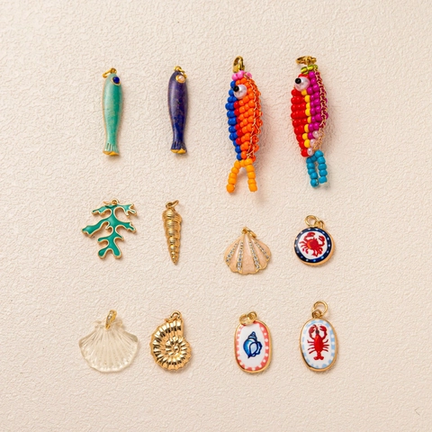Oceaan Thema Mariene Hanger Halsketting Voor Vrouwen Vis Schelp Krab Kreeft Bedeltje Halsketting Verguld Koper Roestvrij Stalen Sieraden