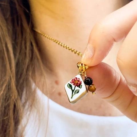 Vintage Edelstahl Handbemalt Künstlerisch Anhänger Halskette Für Damen Blume Tier Herz Büroklammer Rolo Kette Schmuck