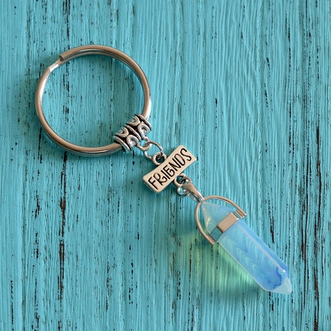 Best Friends Kristall Sechseckige Schlüsselanhänger Zinklegierung Amethyst Opal Anhänger Freundschaft Schmuck Tasche Zubehör