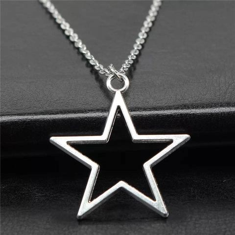 Simple Hollow Star Pendant Necklace Vintage Zinc Alloy Pentagram Drop Earrings Set Women Jewelry Valentine Day Gift