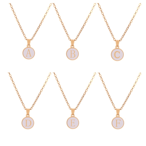 Minimalistische Alfabet Initial Hanger Halsketting Voor Vrouwen Roségoud Goud Verguld Rond Email 26 Letters Sieraden Cadeau