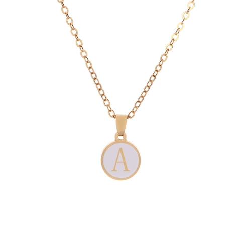 Minimalistische Alfabet Initial Hanger Halsketting Voor Vrouwen Roségoud Goud Verguld Rond Email 26 Letters Sieraden Cadeau