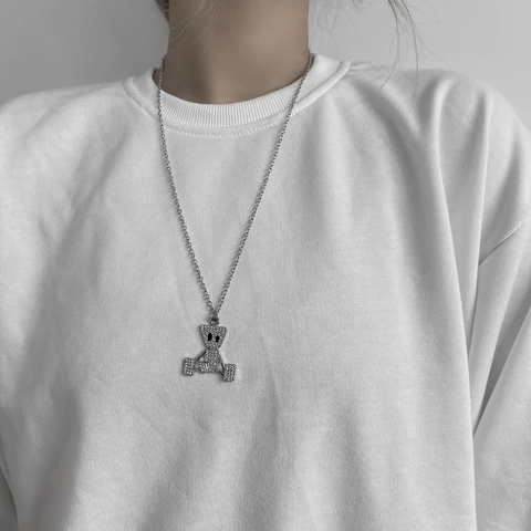 Hip Hop Edelstahl Roboter Puppe Anhänger Halskette Für Herren Damen Strass Eingelegt Lange Boxkette Mode Schmuck