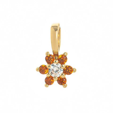 Minimalist Copper Zirconia Flower Birthstone Pendant Necklace For Women 12 Months Colorful Jewelry Birthday Gift For Her