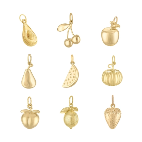 Stainless Steel Fruit Pendant Necklace For Women 18K Gold Plated Strawberry Apple Peach Avocado Shape Jewelry DIY Accessory