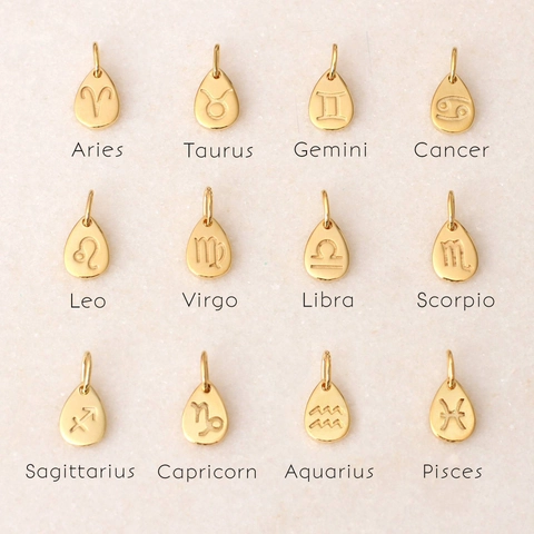 Stainless Steel 12 Zodiac Sign Pendant Necklace For Women Personalized Zirconia Birthstone Gold Plated Constellation Jewelry Gift