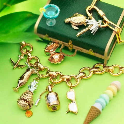 18k Gold Plated Stainless Steel DIY Pendants Charms For Jewelry Making Retro Game Console Drink Food Travel Accessories