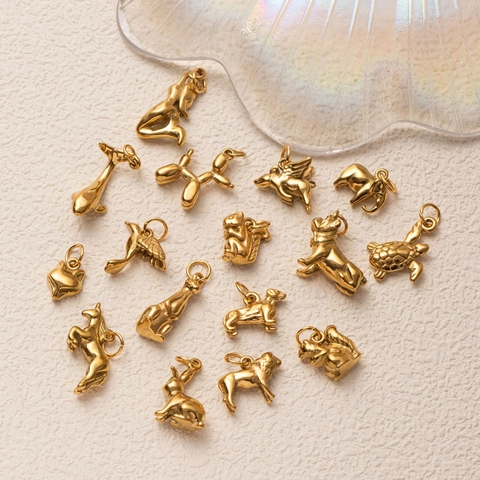 18K Vergulde Roestvrij Stalen Dieren Hanger Ketting Voor Mannen Vrouwen Dierenriem Leeuw Tijger Olifant Mode Sieraden