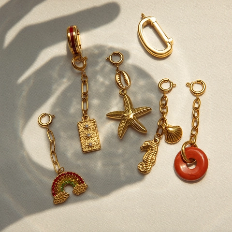Stainless Steel Ocean Sea Charms Pendants Gold Plated Artificial Pearl Stone Shell Seahorse Sun Moon Boho Beach DIY Jewelry Making