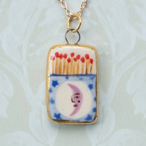 Pastorale Stijl Handbeschilderde Keramiek Hanger Ketting Roestvrij Staal Koper Verguld Hart Dier Bloem Sieraden Dames