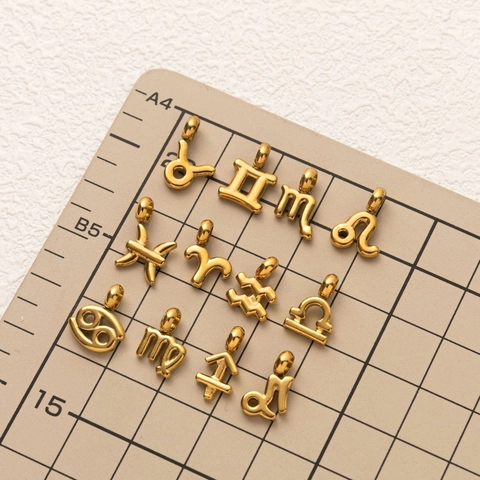 Stainless Steel Twelve Zodiac Sign Pendant Necklace 18K Gold Plated Minimalist Constellation Symbol DIY Jewelry For Unisex