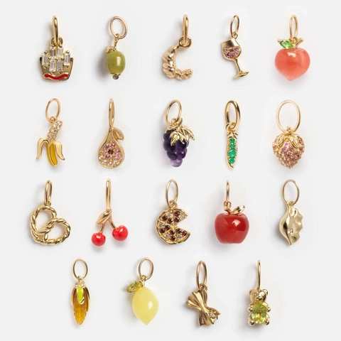 Collana con Pendente a Forma di Frutta e Cibo Vintage Catena in Acciaio Inossidabile Rame Zirconia Smalto Gioielli per Uomo Donna