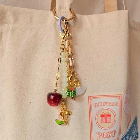 Frische Kupfer Acryl Künstliche Perle Taschenanhänger Mischung Elemente Frucht Blume Herz Erdbeere Stern Schlüsselanhänger Dekoration Für Damen