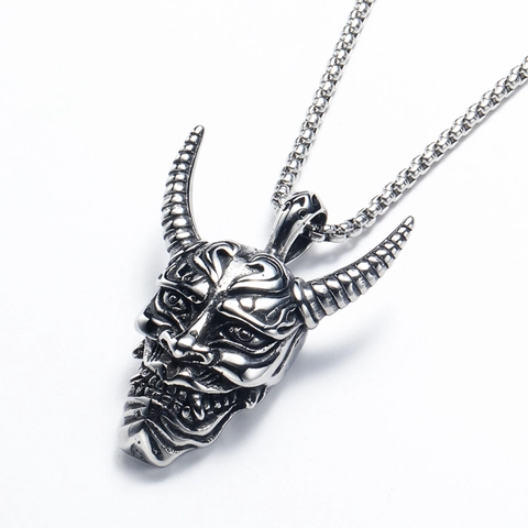 Retro Herren Punk Gothisch Halskette Mit Anhänger Edelstahl Kette Legierung Totenkopf Hannya Maske Drache Schlange Schmuck