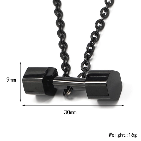 Fitness Dumbbell Pendant Necklace For Men Women Stainless Steel Gym Jewelry Personalized Barbell Weightlifting Accessory