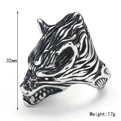 Viking Punk Wolf Head Titanium Steel Ring For Men Gothic Odin Animal Biker Ring Personalized Hip Hop Stainless Steel Jewelry Gift