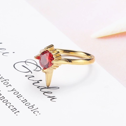 Anello in Acciaio Inossidabile Con Strass a Punta per Donna Vintage Punk Geometrico Intarsiato Gemme Gioielli per Feste