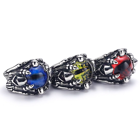Vintage Punk Dark Evil Eye Men Ring Titanium Steel Dragon Claw Distressed Gothic Jewelry Ring For Party Daily Wear