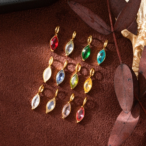 Roestvrij Stalen Marquise Geslepen Geburtssteen Hanger DIY Strass Bedeltje Voor Ketting Maken Sieraden Accessoires Vrouwen Cadeau