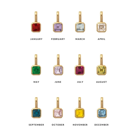 Minimalist Stainless Steel Square Birthstone Pendant Necklace For Women 18K Gold Plated Gemstone DIY Jewelry Accessory